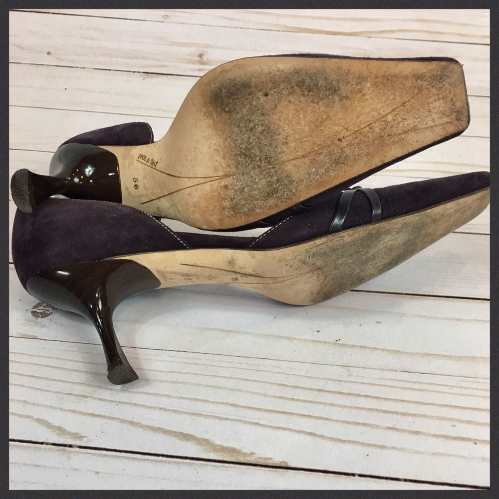 Kate Spade Eggplant Suede Kitten Heel Pumps Sz 8 - Picture 8 of 8